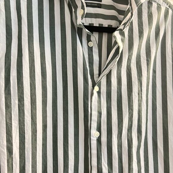 Men's Vintage Green Striped Button Up - Picture 3 of 8